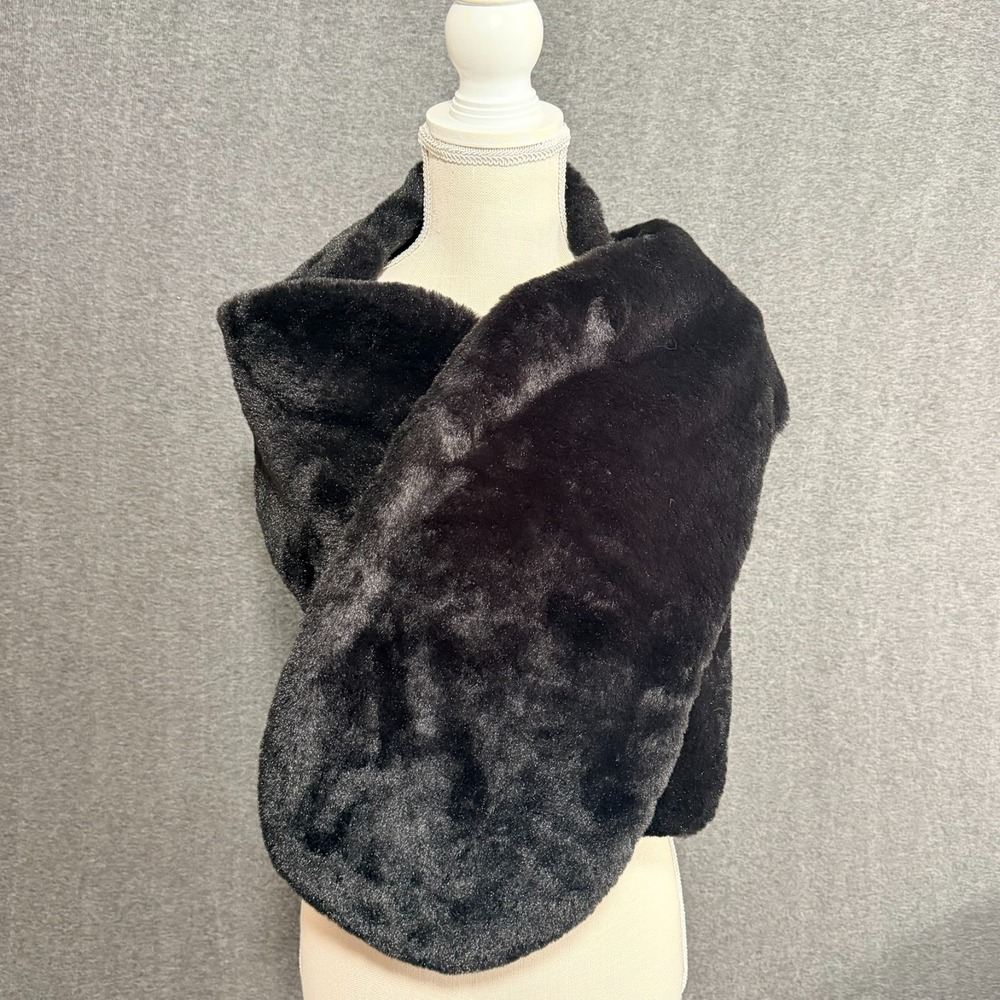 Collection Eighteen Womens Faux Fur Wrap Shawl Stole OS Black Whimsigoth Cosplay